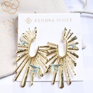 New Kendra Scott Blue Enamel Melody Hoop Earrings Gold